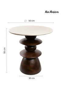 MaMaison stolik RONDA 50 drewno mango /   marmur