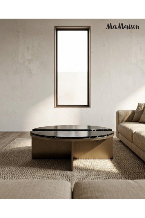 MaMaison stolik kawowy HARPER 105 złoty   / czarny marmur