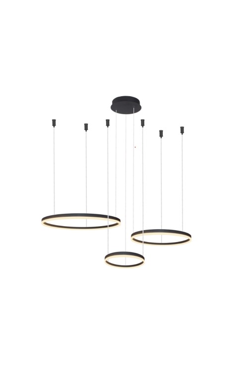 AZZARDO lampa wisząca HALO 80+60+40 CCT   DIMM z pilotem czarna