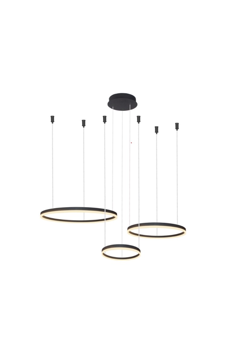 AZZARDO lampa wisząca HALO 80+60+40 CCT   DIMM z pilotem czarna