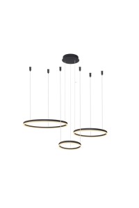 AZZARDO lampa wisząca HALO 80+60+40 CCT   DIMM z pilotem czarna