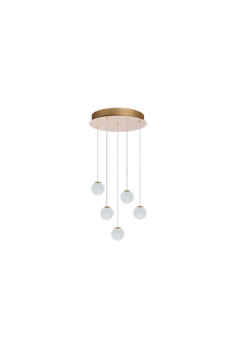 AZZARDO lampa wisząca EDEM 5 ROUND złota