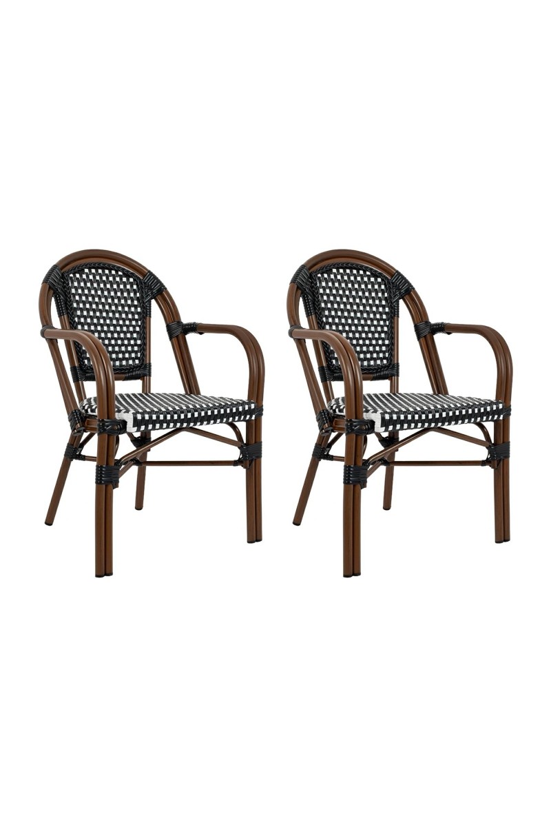 Zestaw 2 krzeseł ogrodowych CAFE PARIS    ARM brązowy rattan