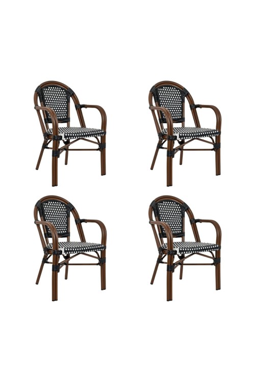 Zestaw 4 krzeseł ogrodowych CAFE PARIS    ARM brązowy rattan