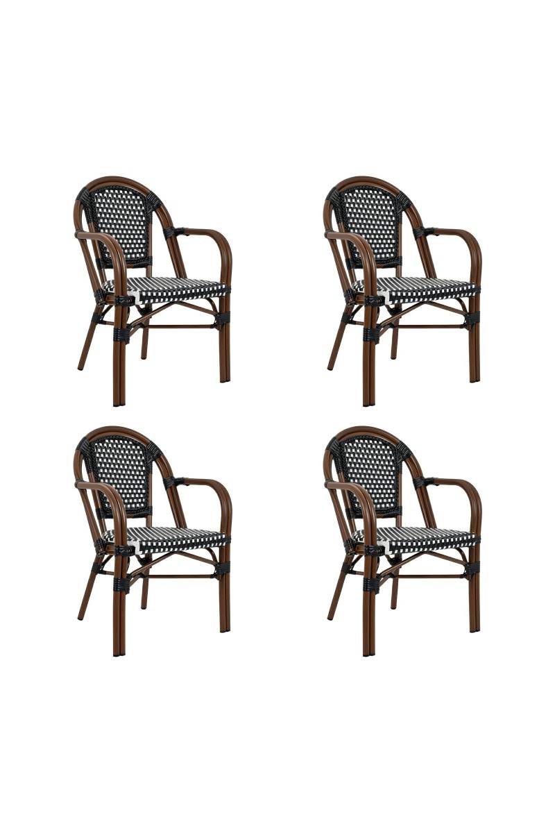 Zestaw 4 krzeseł ogrodowych CAFE PARIS    ARM brązowy rattan