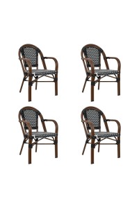 Zestaw 4 krzeseł ogrodowych CAFE PARIS    ARM brązowy rattan