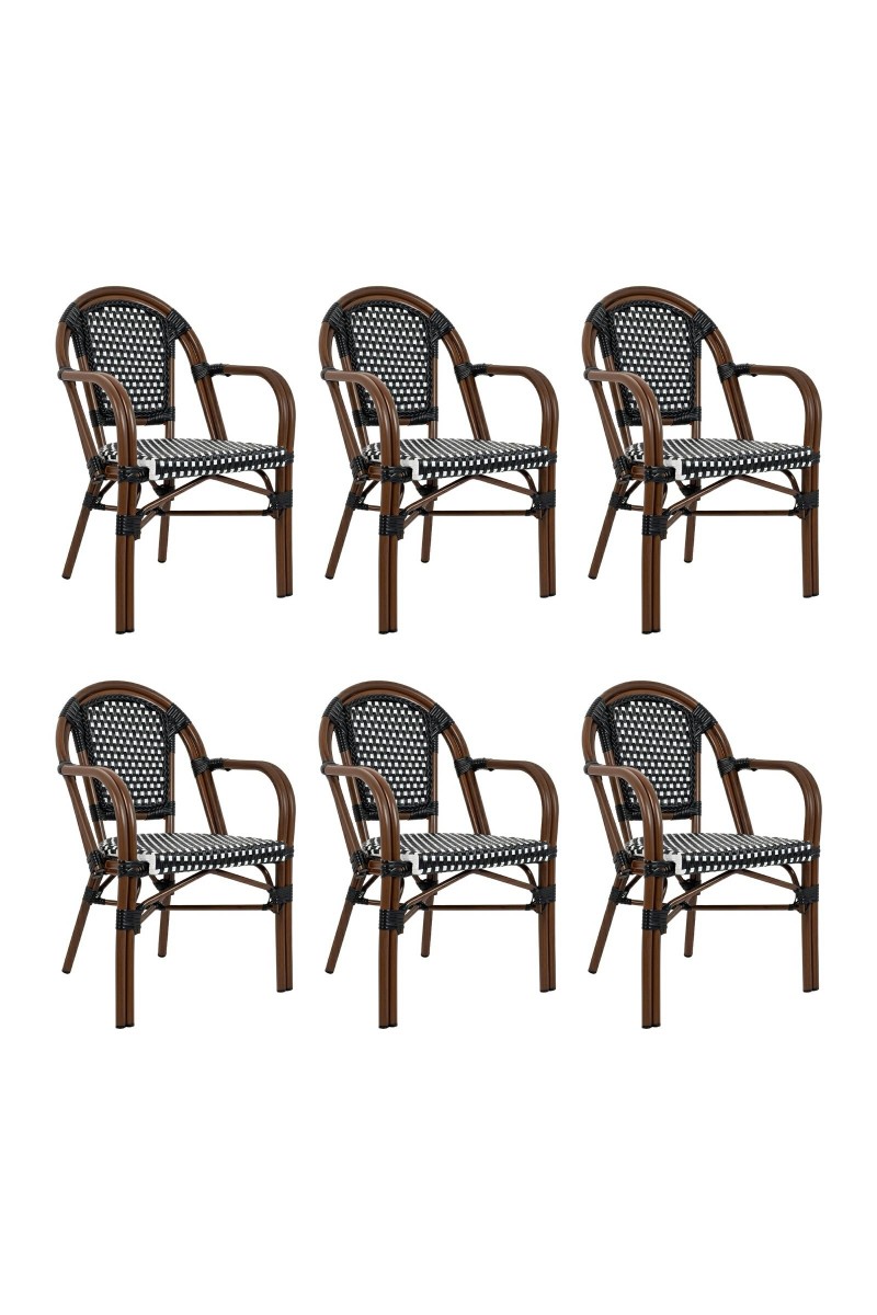 Zestaw 6 krzeseł ogrodowych CAFE PARIS    ARM brązowy rattan