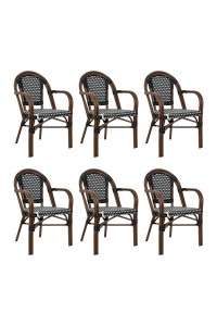 Zestaw 6 krzeseł ogrodowych CAFE PARIS    ARM brązowy rattan