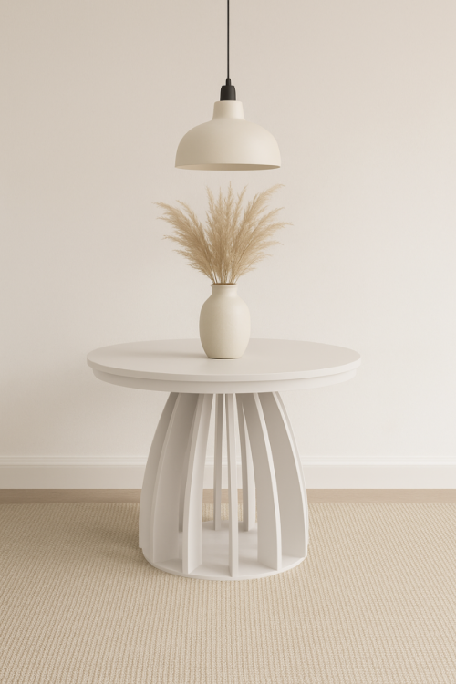 Okrągły stół rozkładany PATIO  Ø100 - 180 cm podstawa lamele kaszmir