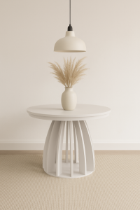 Okrągły stół rozkładany PATIO  Ø100 - 180 cm podstawa lamele kaszmir