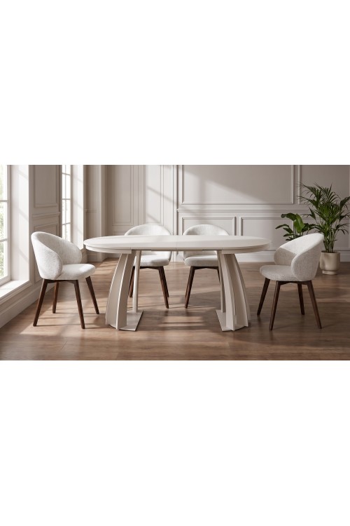 Okrągły stół rozkładany PATIO  Ø100 - 180 cm podstawa lamele kaszmir