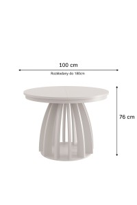 Okrągły stół rozkładany PATIO  Ø100 - 180 cm podstawa lamele kaszmir