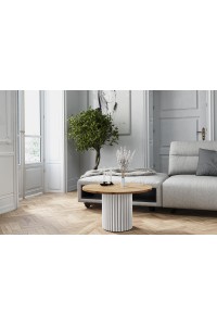 Stolik kawowy MODO Mini Ø67 cm — ryflowana metalowa podstawa personalizacja