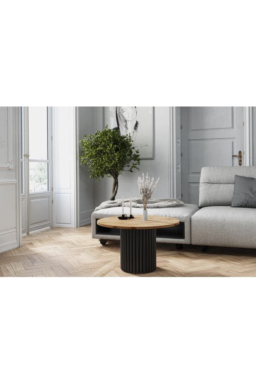 Stolik kawowy MODO Mini Ø67 cm — ryflowana metalowa podstawa personalizacja