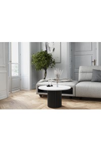 Stolik kawowy MODO Mini Ø67 cm — ryflowana metalowa podstawa personalizacja